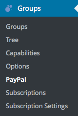 Groups Menu with Groups PayPal