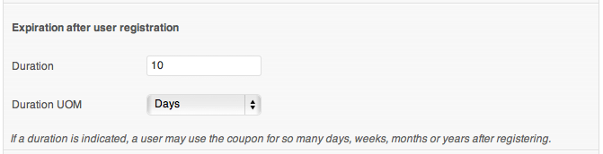 Coupon expiration after user registration