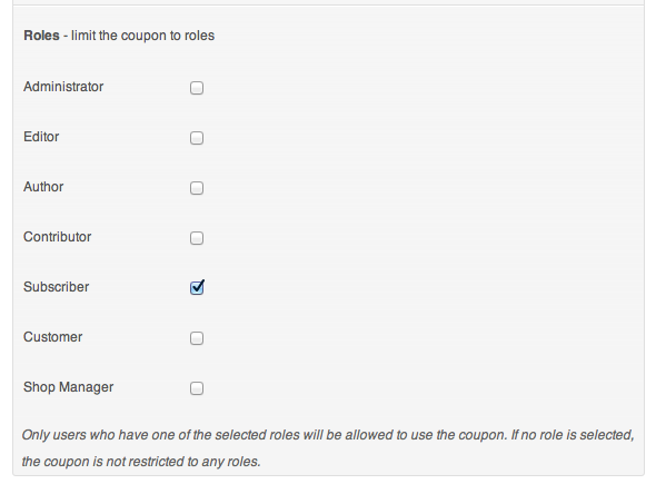 WooCommerce Group Coupons Roles