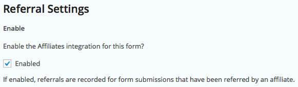 Form Settings - Referrals