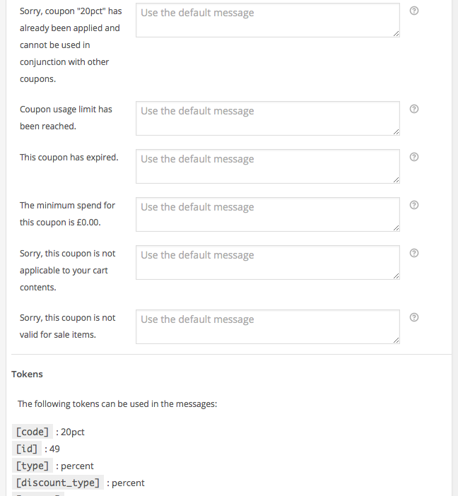 Coupon Messages - Settings 2