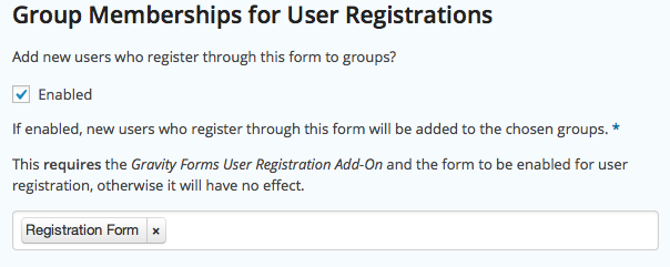 Group Memberships for User Registrations