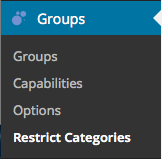 Groups Restrict Categories Menu