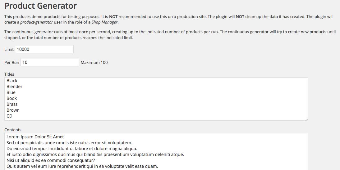 Product generator Product generator
