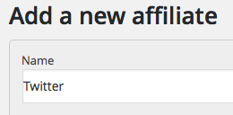Add a new affiliate - Twitter